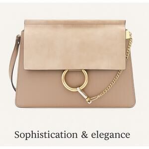 Chloe Authentic Faye Medium Shoulder Bag Genuine Leather Motty Gray